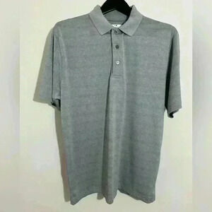 Grand Slam Polo Shirt Gray Striped Golf Casual Short Sleeve Top Size M